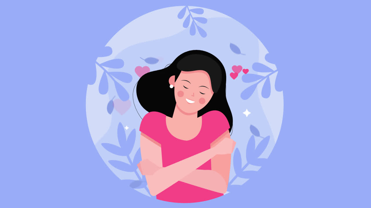 Happy Woman Embracing Self-Love