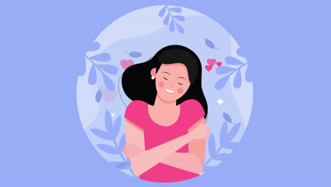 행복한 여성은 자기 사랑을 포용합니다.