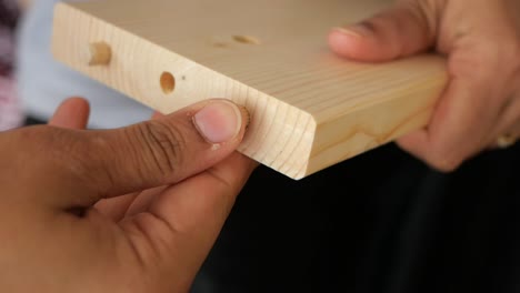 assembling wooden furniture parts with dowels