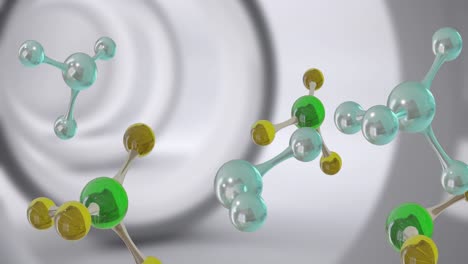 animation of micro of molecules models over grey background