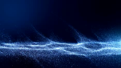 dark blue digital background signatures with small particles gathered in waves, blue shadows spread throughout the area and areas with deep clarity.