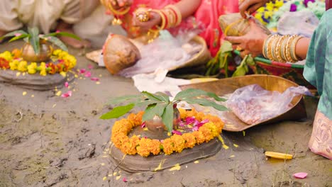 Puja-preparation-being-done-by-Indian-people