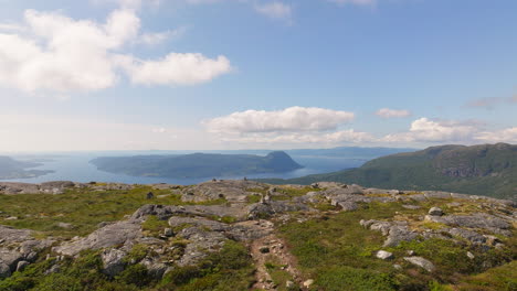 rocky landscape over mountain hikes on the west coast of norway