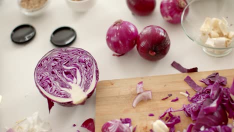 close up of vegatables in kitchen, slow motion