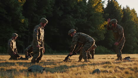 soldiers training with a mortar during a field exercise