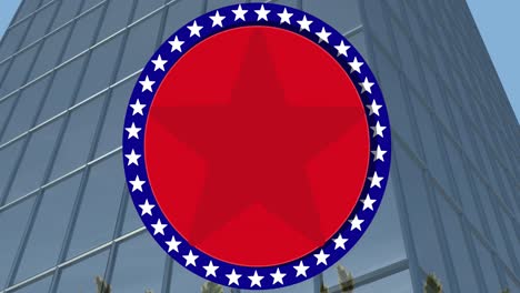 animation of circle and stars over building