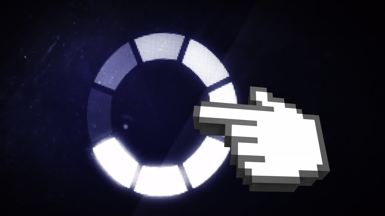 검은 바탕에 있는 데이터 로딩 링의 애니메이션