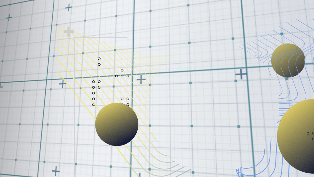 animación de formas a través de una red de conexiones sobre fondo blanco