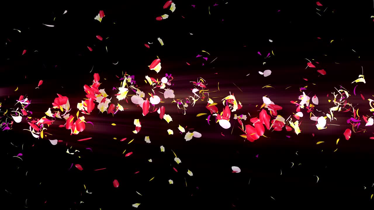 화려한 잎자루, 나선형 반이는 꽃잎, 꽃 모양, 예쁜 춤추는 꽃잎, 회전하는 꽃잎에서 소용돌이, 추상적인 루프 애니메이션.