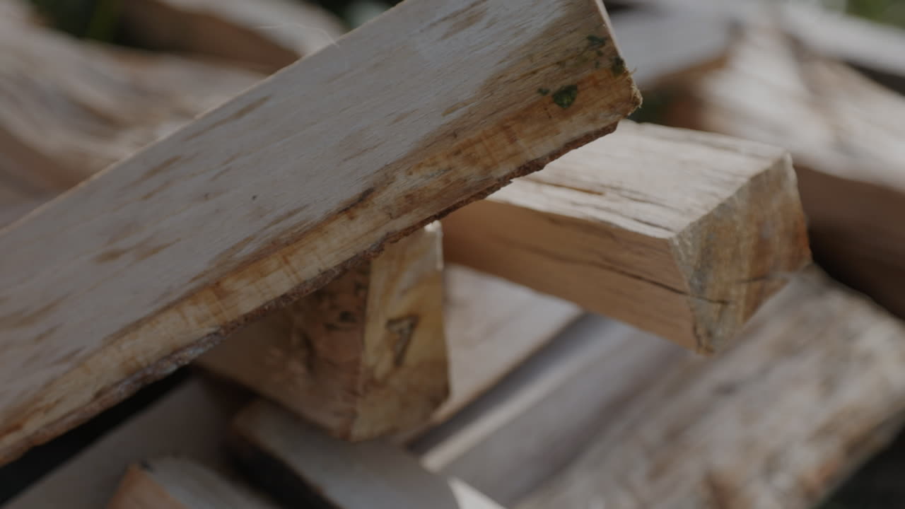 A pile of wooden logs