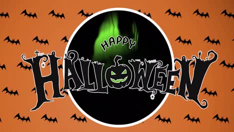Animation-of-happy-halloween-text-over-falling-bats