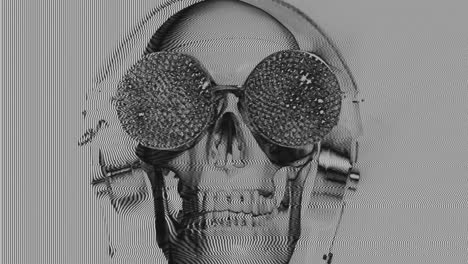 human skull with sunglasses