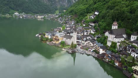 mystic rainy day in hallstatt, austria