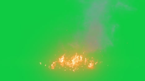 ground fire scattered isolated on green screen background,4k video element for visual effects