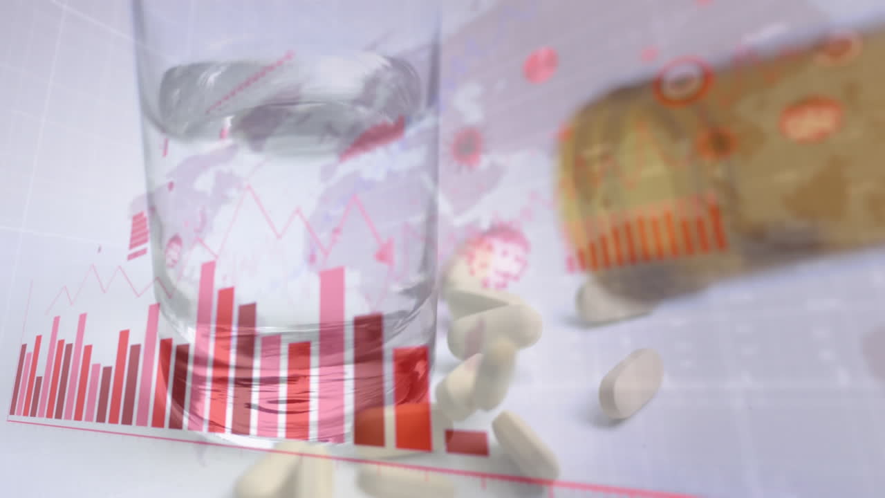 의약품 용기에서 떨어지는 알약에 대한 코로나바이러스 디지털 인터페이스