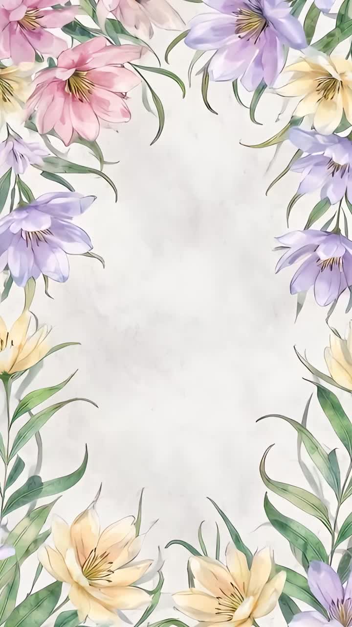 Bellissimo sfondo animato con fiori ad acquerello 4K.