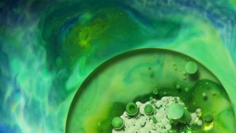 green and blue acrylic chemical reaction. slow motion