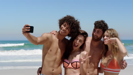 young friends taking selfie with phone 4k