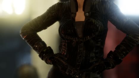 mujer joven de estilo cyberpunk futurista con luces de neón bokeh