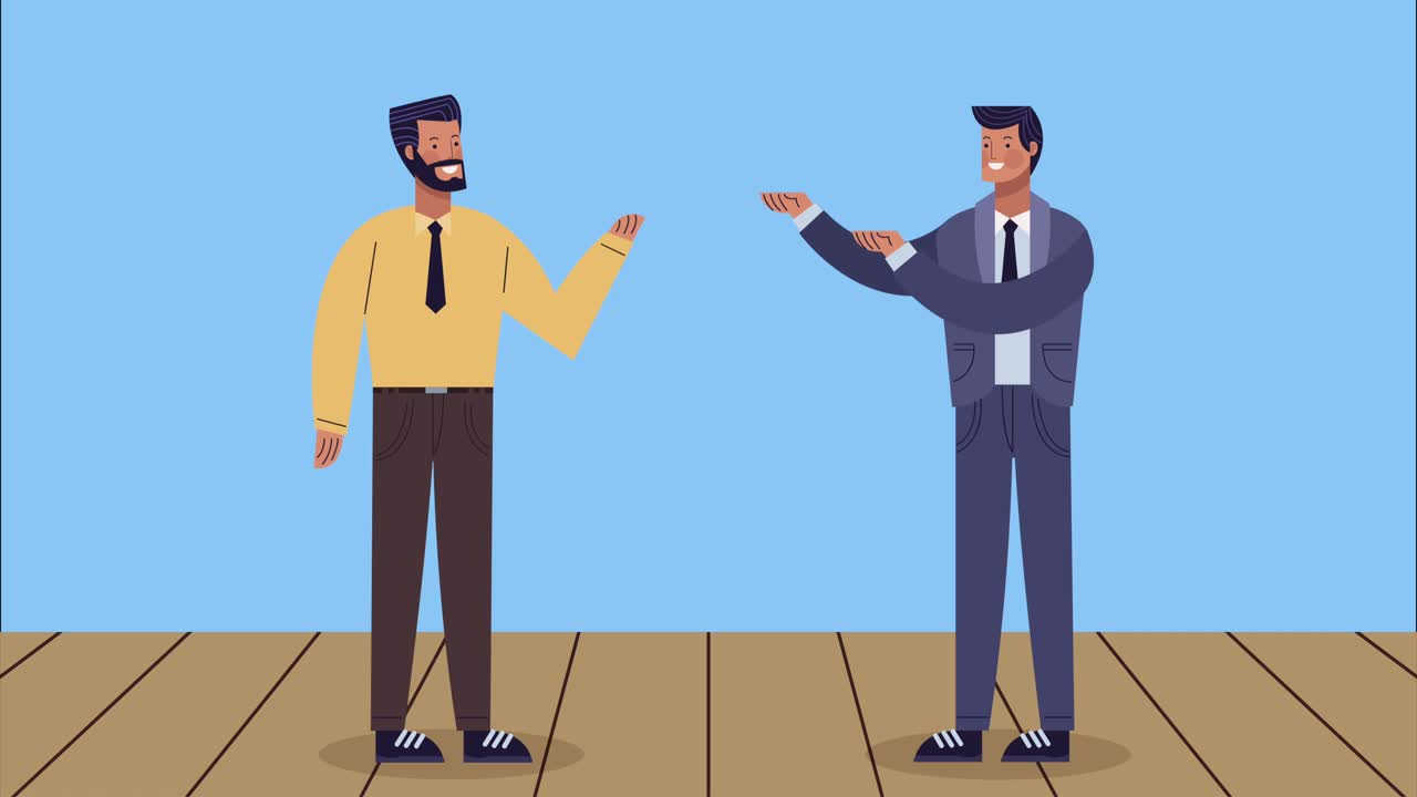 successful men speaking characters animation