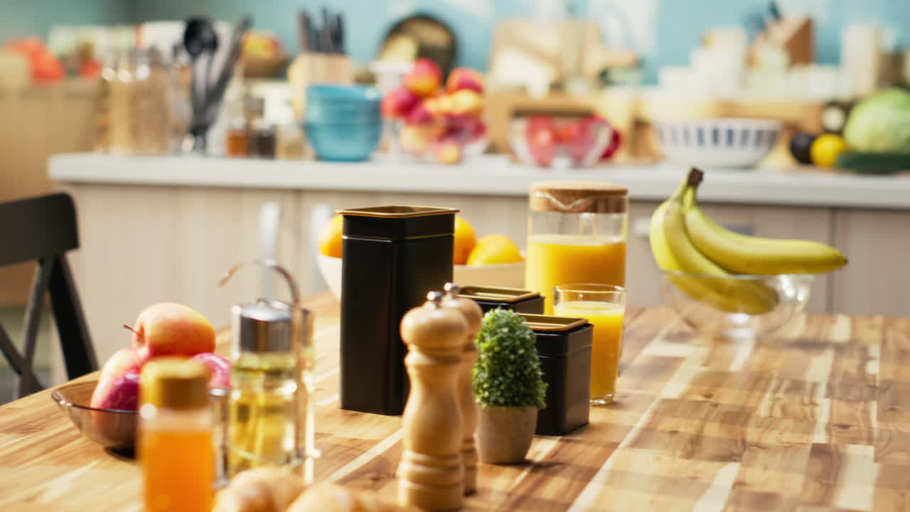 Assortment of Fruits and Vegetables on a Kitchen Counter
