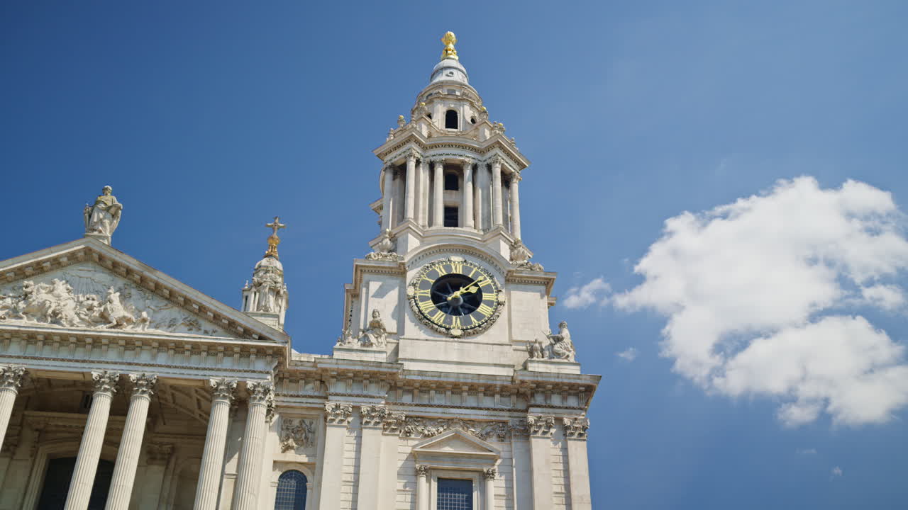 The St. Paul's Cathedral with a clear blue sky in the background in London, England