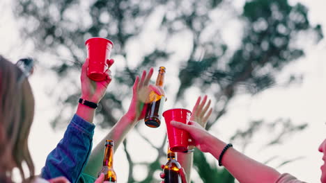 friends celebrating with drinks