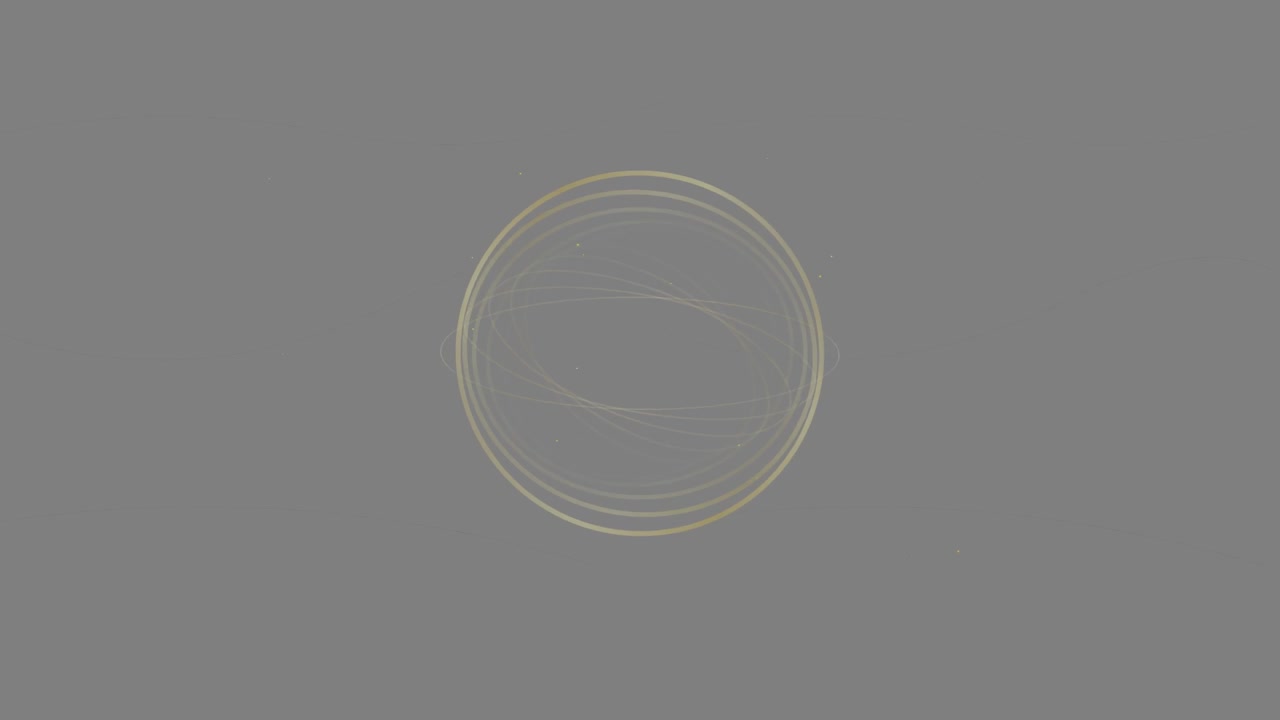 Abstract Golden Rings Rotating in Motion Graphics Animation