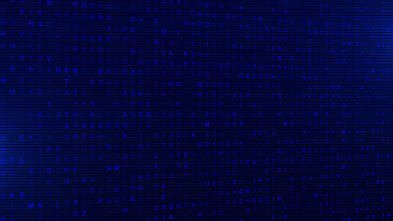 Digital Data Stream with Scrolling Blue Characters