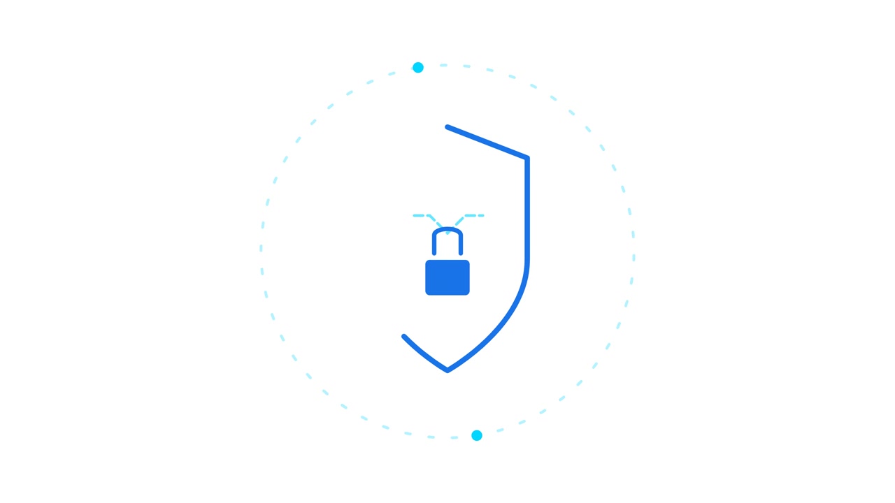 Animated Shield Icon Protecting a Padlock Symbol