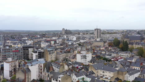 Cloudy-day-aerial-shot-over-le-Mans-city-France-residential-neighbourhood