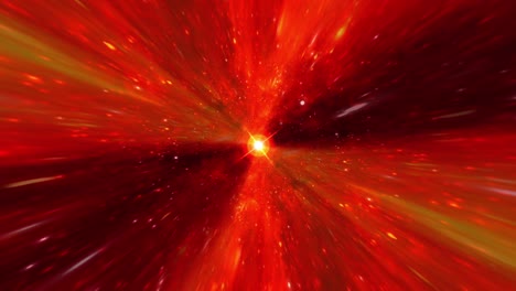 abstract glow orange red hyperspace tunnel through space time vortex. 4k 3d loop sci-fi interstellar travel through wormhole in hyperspace. velocity jump in cyberspace with nebula supernova light.