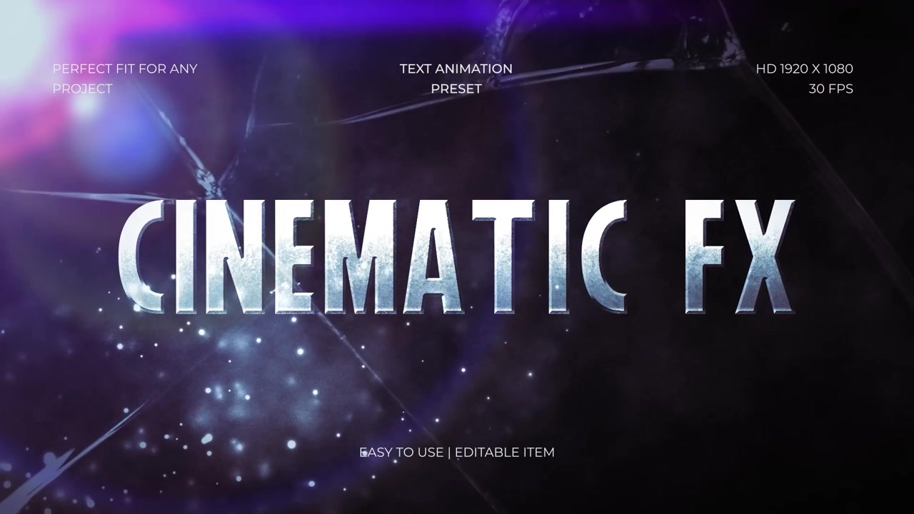 Animazione Testuale Cinematografica Dinamica con Bagliori dell'Obiettivo Luminosi ed Effetti Particellari