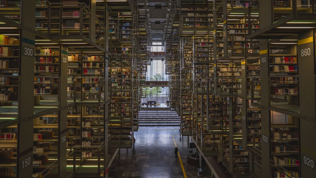 Timelapse of Biblioteca Vasconcelos in Mexico City during rainy day