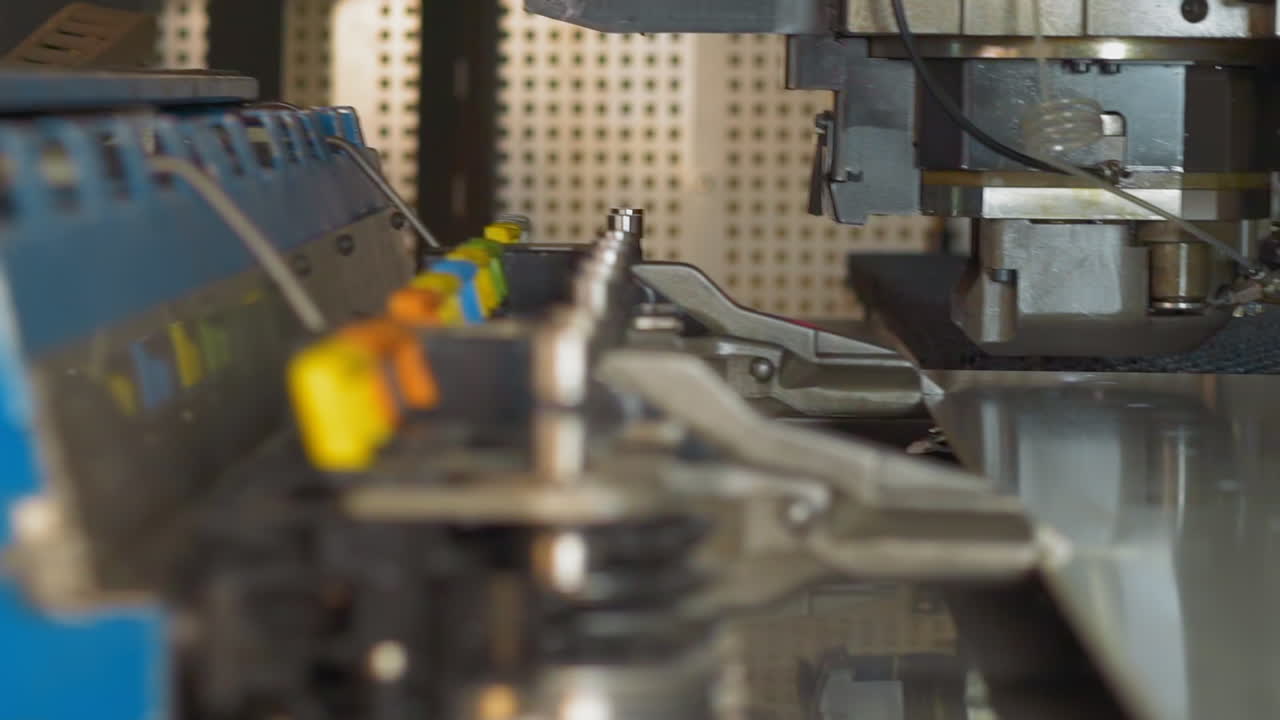 el manipulador lleva una hoja de plástico grande a la máquina de perforación