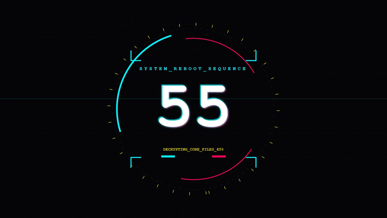 Digital Countdown Timer with System Reboot Sequence Interface