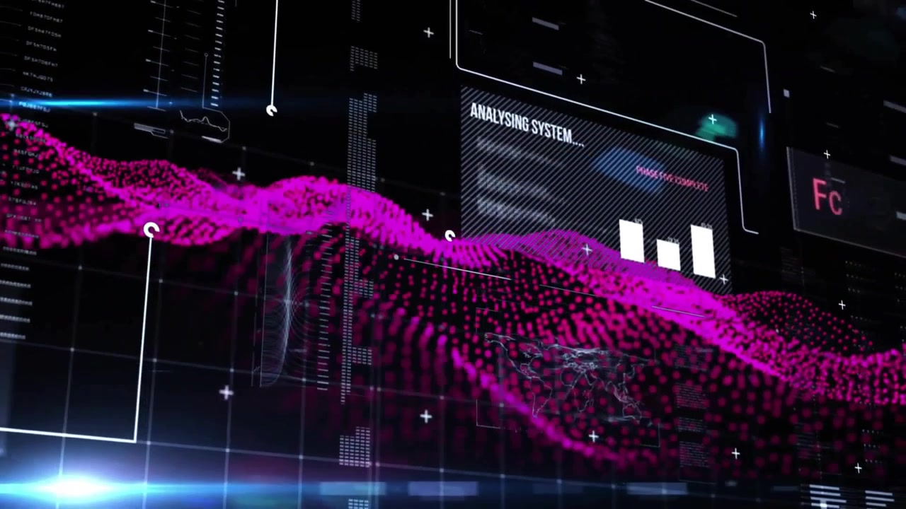 Futuristic Digital Interface with Data Scanning and System Analysis