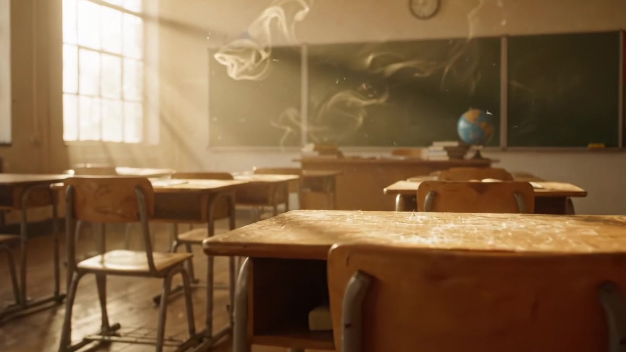 Exploring the Tranquil Atmosphere of a Sunlit Classroom, Where Study Materials Await Curious Minds and Education Inspires Transformation in Learning Spaces