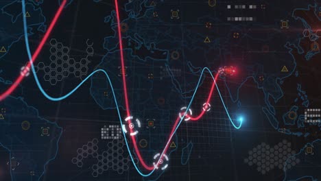 Animación-Del-Procesamiento-De-Datos-Sobre-El-Mapa-Mundial