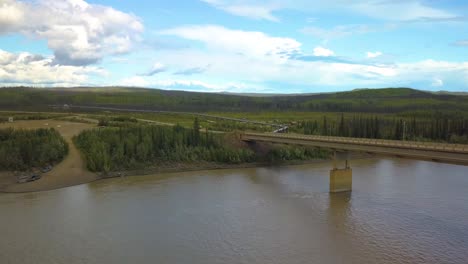 bridge crossing the yukon river on the dalton highway near prudhoe bay in alaska, usa