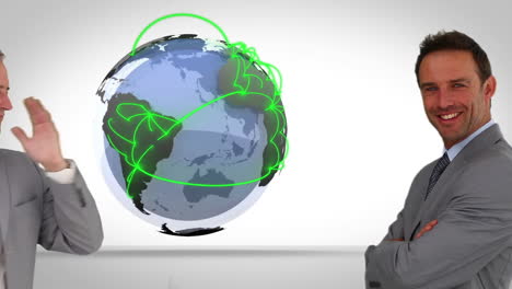 dos hombres de negocios que se conectan internacionalmente