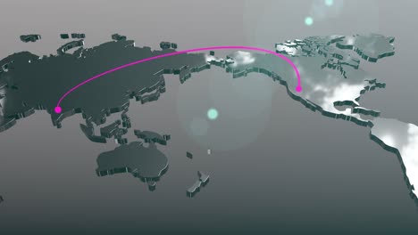 conexión de américa a la india mapa del mundo animación