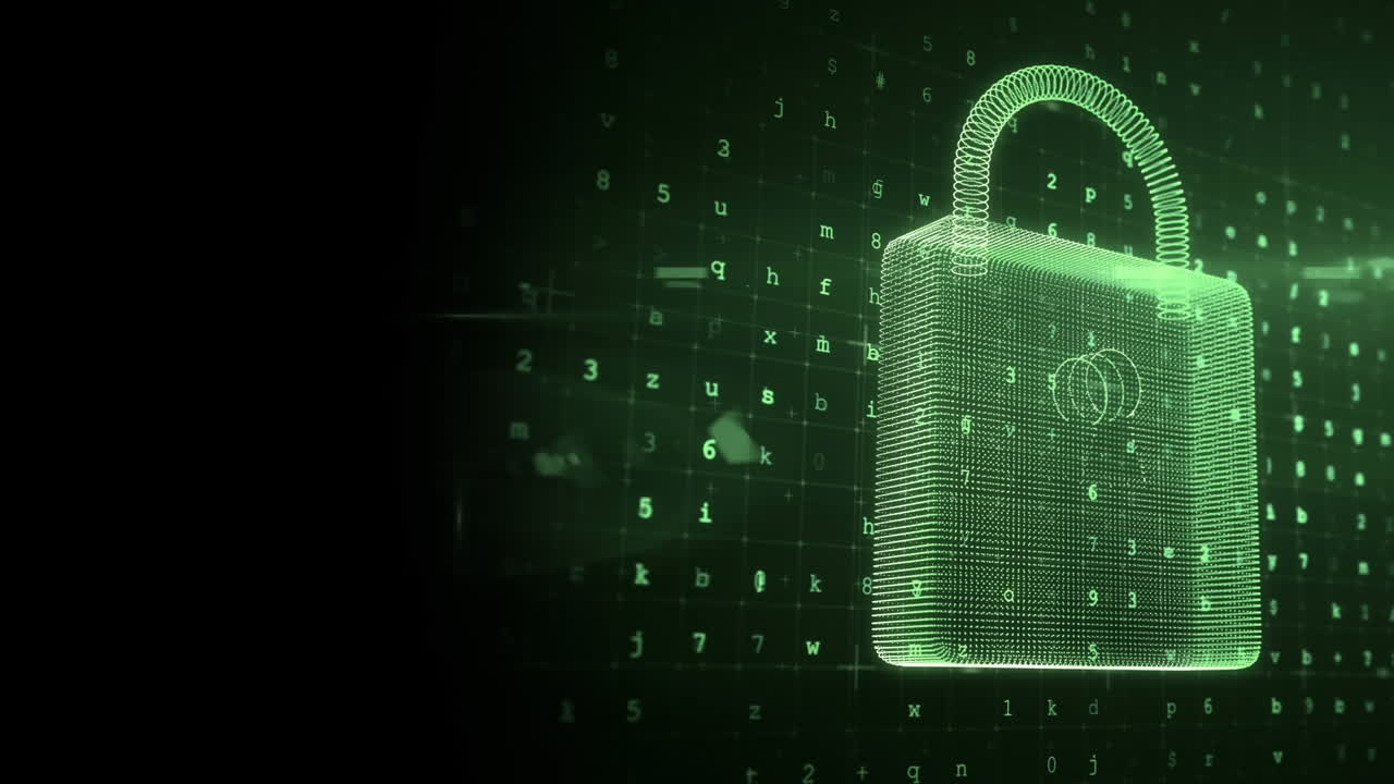 Animation of green padlock on black background