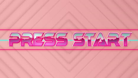 animación del texto de inicio de la prensa en color rosa metálico sobre líneas de neón en formas de diamante rosa