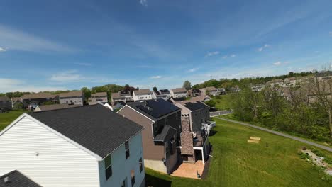 solar panels on houses in residential neighborhood