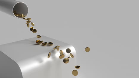 gold coins falling from a tube