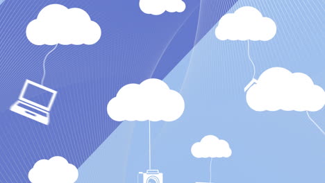 animation of clouds with icons of networks