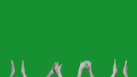 mummified hands on green screen