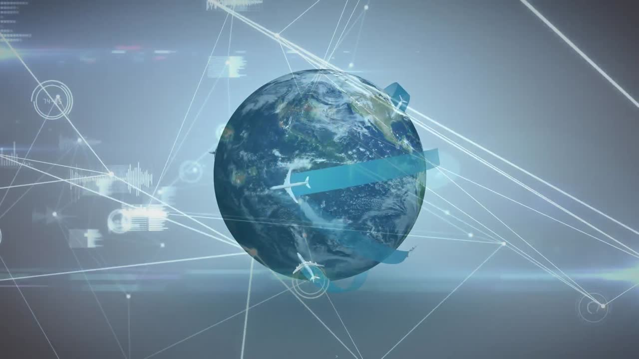 animación de la red global de conexiones con el globo en el fondo