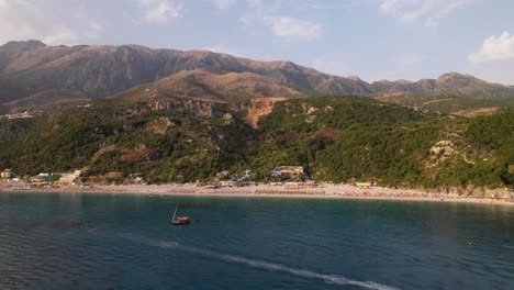 beautiful coastline of southern albania with blue sea, sandy beaches and mountains